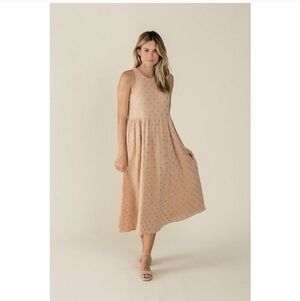 Rylee & Cru Womens Zoe Dress Sz Large Mommy & Me Tan Boho Midi Anthropologie